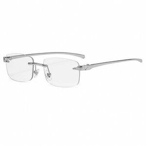 Luxury Leopard Clear Lens Silver Frame Hip Hop Retro Men's Rectangular Glasses